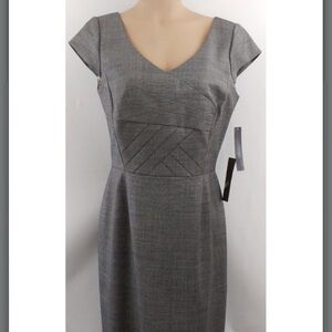 Tahari Levine Glenda Dress Womens Sz 10 Black White Sheath Cap Sleeve NWT